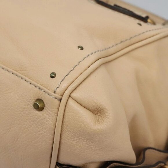 Chloe Paddington Shoulder Bag Leather Beige Gold Silver Auth am7903 - Picture 4 of 16